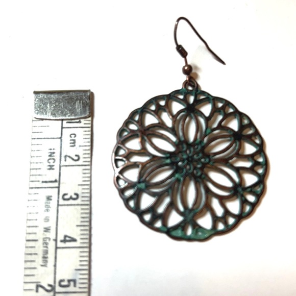 Copper Tone Dangle Earrings - Picture 2 of 2